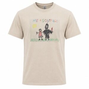 Mindless Culture Ghostface Crayon Graphic Tee DryBlend M Tan Horror Scream Shirt